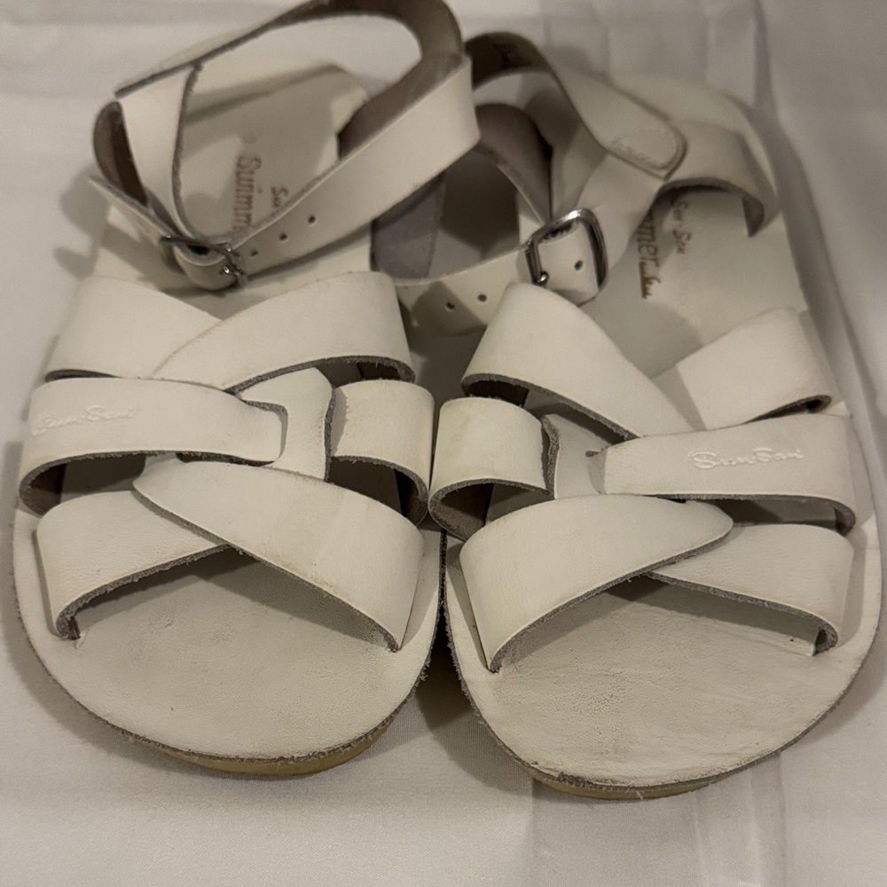 Sun San Summer leather 3 Stylish White Sandals